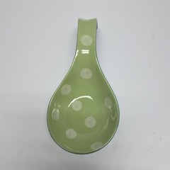 gp Green White Polka Dot Ceramic Spoon Rest Modern Design Less Than 10 in