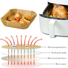 New Air Fryer Disposable Paper Liner Non-stick Baking Oil-proof Liners Square