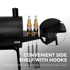 Royal Gourmet 30-Inch Charcoal Grill & Offset Smoker with Fixed Side Table