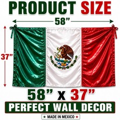 Large Mexico Satin Flag 58×37 Patriotic Mexican Banner Made In Mexico