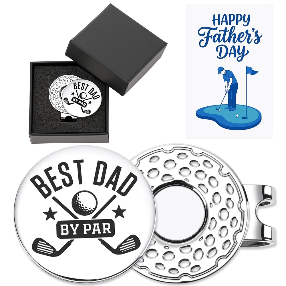 Wavyknot Best Dad by Par Gift Golf Ball Markers, Marker Hat as shown