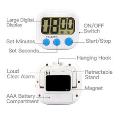 Large LCD Digital Kitchen Cooking Timer Count Down Up Clock Loud Alarm Magnetic