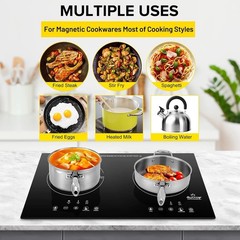 Duxtop 1800W Induction Cooktop 2 Burner Portable Touch Control Timer