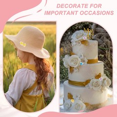 20Pcs Ribbon Flowers 1.2″ Fabric Flowers Satin Ribbon White/Yellow