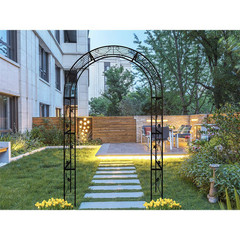 98.4 In. X 58 In. X 19 In. Black Outdoor Metal Garden Arbor Plant Climbing Trell