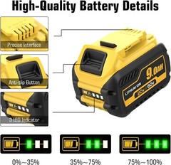 2Pack 9.0Ah for DeWalt FLEXVOLT 20V/60V MAX Battery Lithium-ion DCB609 &Charger