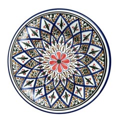 Le Souk Ceramique Tunisia Mediterranean Floral Plate Mandala Design 9.5 in