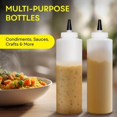 Squeeze Bottles 16 OZ Wide Neck, Empty Squirt Bottles – Removable – 2 PACK