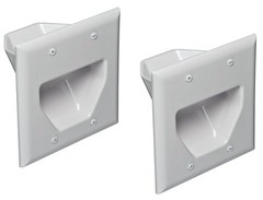 2x 2-Gang Recessed Low Voltage Pass Through Wall HDMI Audio Cables Plate White