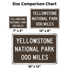 Yellowstone National Park Customized Distance Sign Metal Vintage Sign Replica