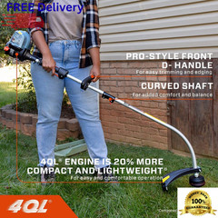 26.5cc 4-Cycle Gas String Trimmer 17″ Attachment Capable Weed Eater Curved Shaft