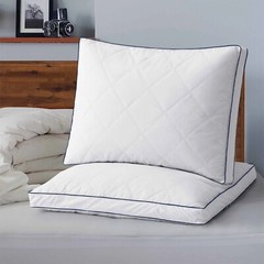 Grey Goose Down Feather Gusseted Pillows Set of 2 Luxury Bed Pillows Queen Size