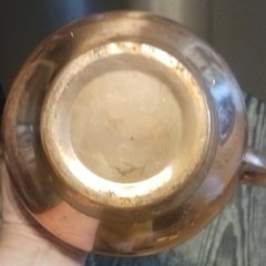 Copper Tea Kettle w/ Lid, Wood Handle, 0.2 qt, Gas/Electric/Induction