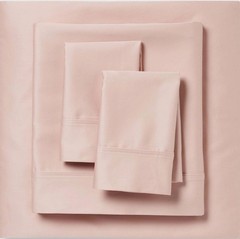 Twin/Twin XL Solid Performance 400 Thread Count Sheet Set Blush – Threshold: