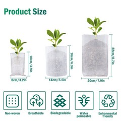 100PCS Non-woven Plant Grow Bags Nursery Bag Biodegradable Fabric Seedling Pot