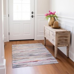 Cotton Chindi Rag Rug – 2 Pack – Boho Farmhouse Rustic Area Accent Throw Rug