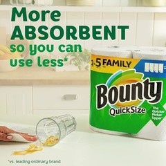 Bounty Quick-Size Paper Towels – 16 Family Rolls, 40 Regular Rolls