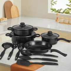 13PCS Nonstick Kitchen Pots & Pans Set Induction Cooking Pot Kitchen Utensils US