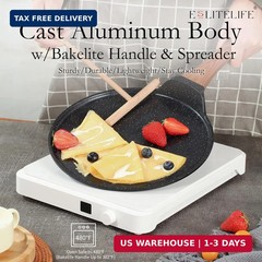 ESLITE LIFE 9.5 Inch Crepe Pan with Spreader, Nonstick Granite Coating Dosa Pan,