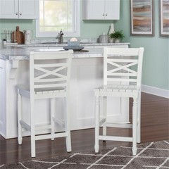 Home Square 24.25″ Wood Counter Stool in White Finish – Set of 2