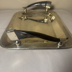Rectangular Nickel Silver Tray With Horn Handles