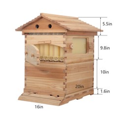 Wooden Beekeeping Beehive House Box + 7PCS Automatic Honey Bee Comb Hive Frame