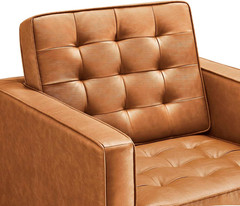 Silver Tan Tufted Faux Leather Accent Armchair for Stylish Living Spaces