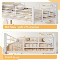 Twin Over Twin Bunk Bed Heavy Duty Metal Bunk Bed Frame for Adults Teens Black