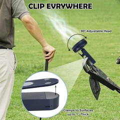 Rechargeable Magnetic Golf Cart Clip-On Fan Portable 3-Speed Mini Cooling Fans