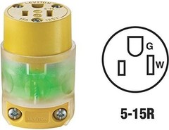 Leviton 515PV-LIT Not Not Available R50-Straight Blade Lighted Plug, 125 V,…