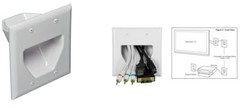 2x 2-Gang Recessed Low Voltage Pass Through Wall HDMI Audio Cables Plate White