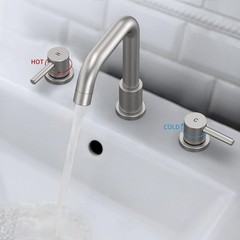Brushed Nickel Bathroom Faucet 3 Hole Wide-spread 8 Inches with Supply Lines