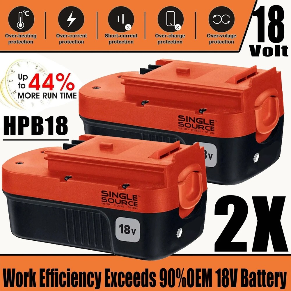 2Pack 18V for Black & Decker HPB18 18 Volt Battery/Charger HPB18-OPE 244760-00