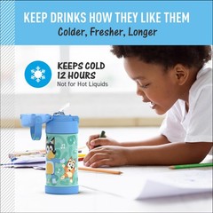 FUNTAINER Water Bottle with Straw 12 Ounce Kids Stainless Steel Vacuum Insulated