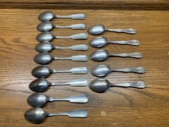 9 Rogers Nickel Silver spoons along with 4 Holmes & Edwards