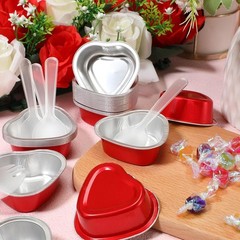 30 Sets Mini Heart Cake Pan with Lids and Scoops 1.86 Oz/ 55 ml Mini Heart