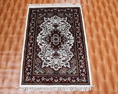 Silk Oriental Carpet Yoga 2×3 Afghan Hand Knotted Rugs Door Mat Beige Color