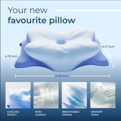 Derila Ergo Cervical Neck Pillow – Memory Foam Pillows for Back & Side Sleepers