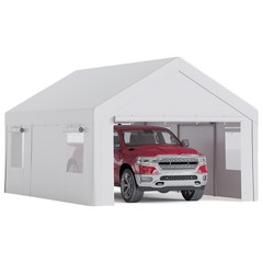 12x20FT Heavy Duty Portable Carport with Roll-Up Windows and Removable Sidewalls