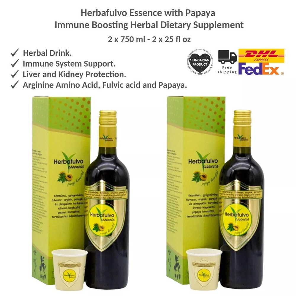 Herbafulvo Essence with Papaya Immune Boosting Herbal Dietary Supplement 2x750ml