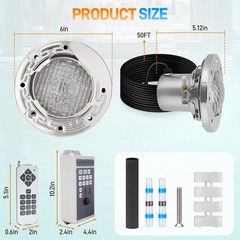 6 Inch 15W RGB LED Pool Light for Inground Pool w/Controller for Inground Pool