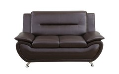NEW Brown Leather Gel 2PC Sofa Set Contemporary Modern Living Room Furniture