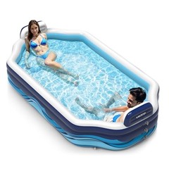 Inflatable Pool for Kids & Adults | Oversized Thickened Large 120 inch
