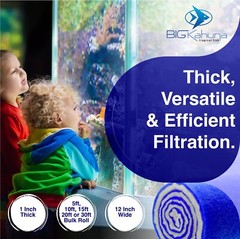 10-FT ROLL BLUE BONDED AQUARIUM FILTER MEDIA PAD 12″ X 10′ FILTER FIBER FLOSS.