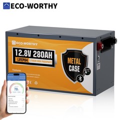 ECO-WORTHY 12V 280Ah 3584Wh Bluetooth Metal Case LiFePO4 Lithium Battery For RV
