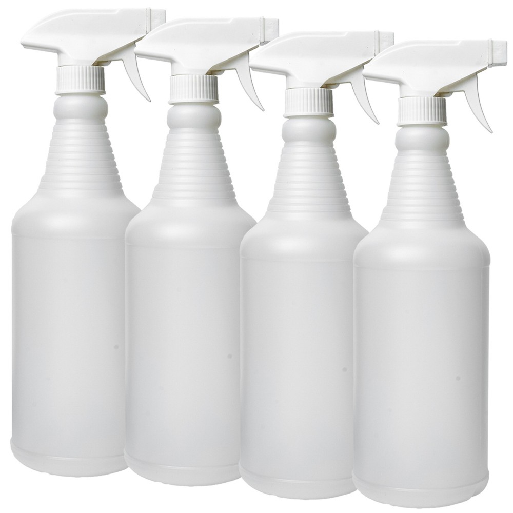32oz. Plastic Trigger Spray Bottles Chemical Resistant Heavy Duty Commercial 4pk
