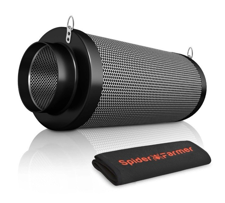 Spider Farmer 4″ Refillable Air Carbon Filter Odor Control for Inline Fan