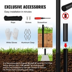 VEVOR 30FT Detachable Flagpole Kit Heavy Duty Aluminum Flag Pole American Black