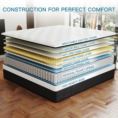 12/14 Inch Mattress Hybrid Memory Foam Bed in A Box, Twin Full Queen King Size