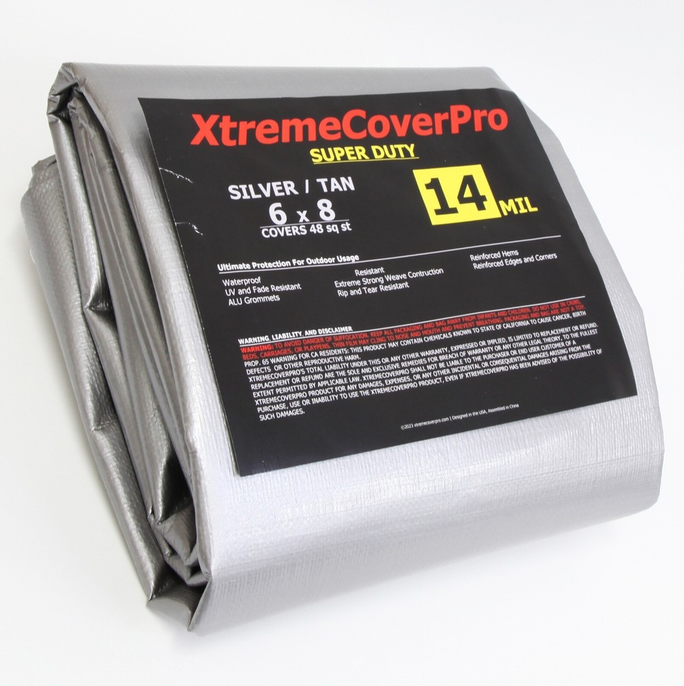 6’x8′ Super Duty All Purpose 14 Mil Silver/Tan Tarp
